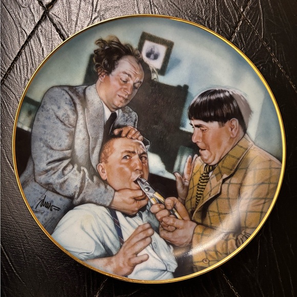 Three Stooges Trio Franklin Mint Limited Edition Decorative Plates X Certificate - Picture 5 of 15